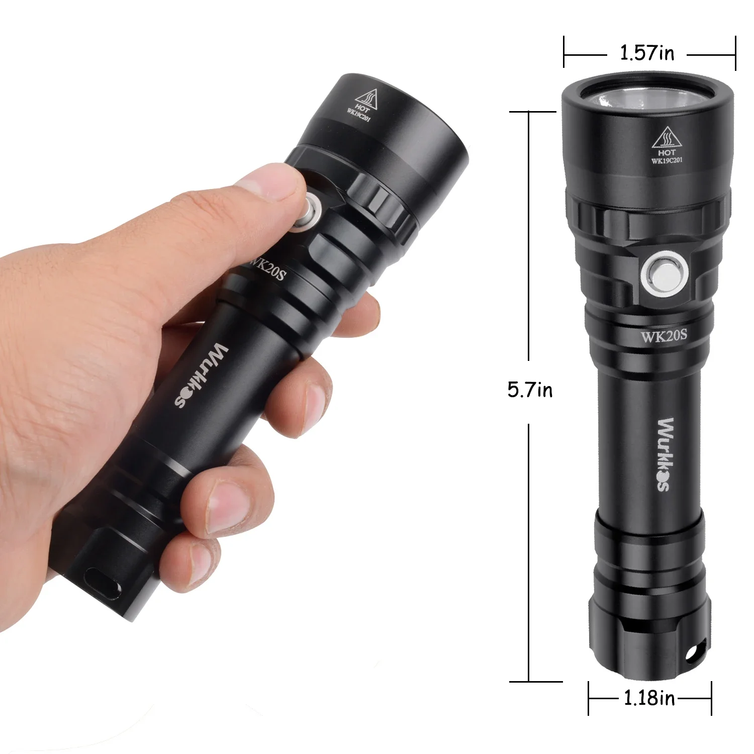 Wurkkos WK20S Super Bright 2000lm SST40 Diving Light Rechargeable Amphibious Flashlight Underwater Torch