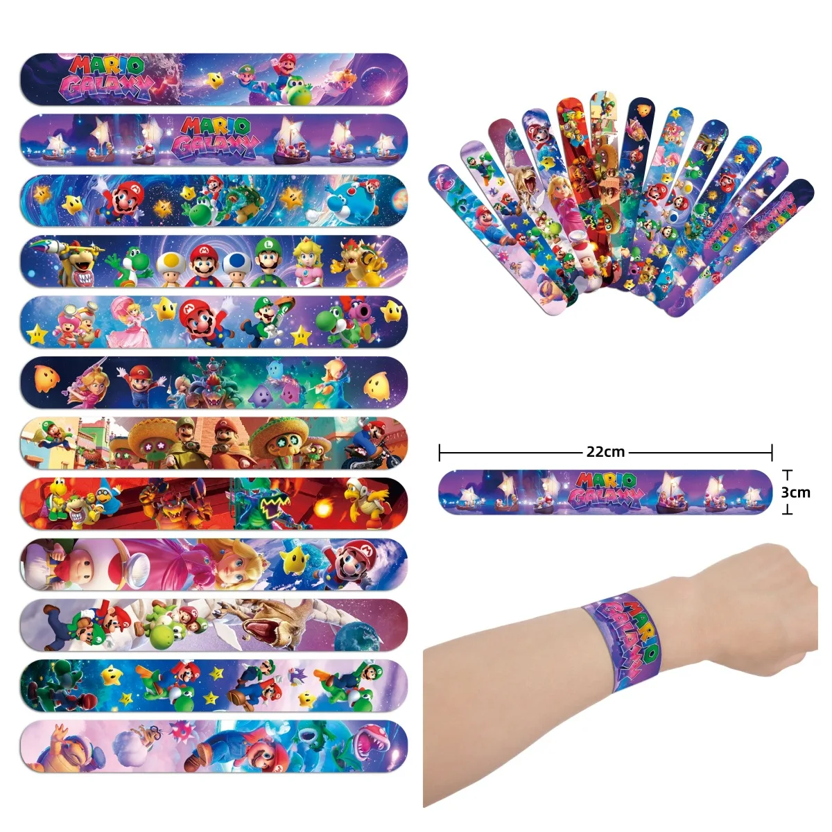 

Galaxy Mario Pat Circle Children's Bracelet Cartoon Anime Super Mary Pat Circle Party Hand Decoration Mario Bros Bracelet