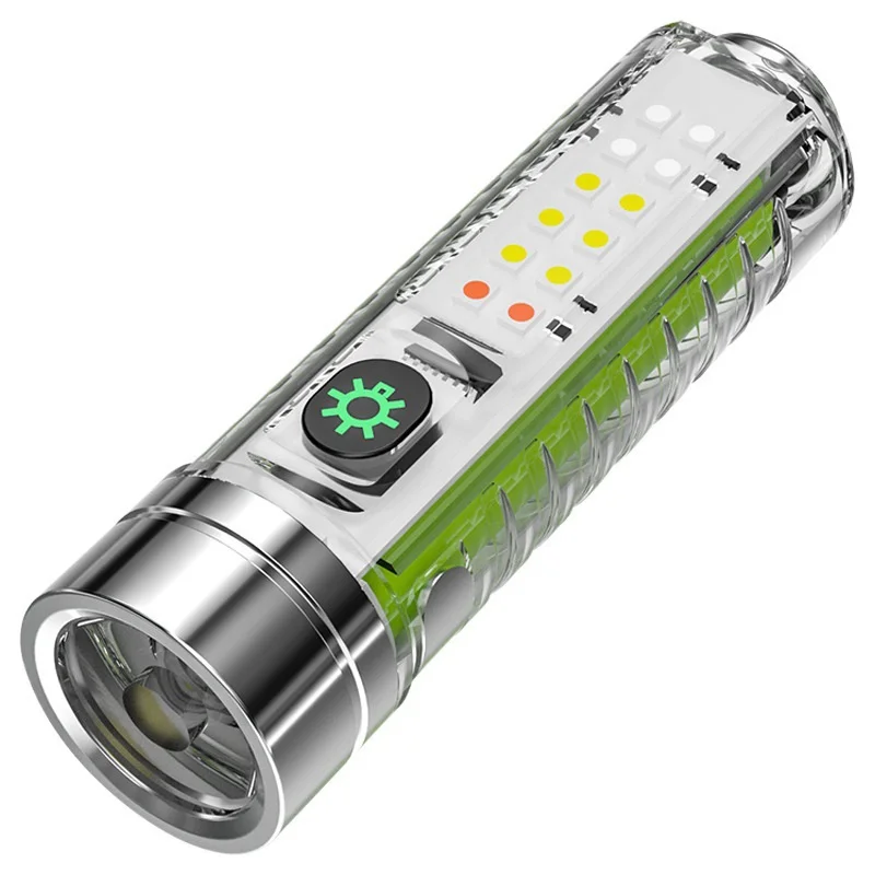Emergency Safety LED Flashlight Strong Light Rechargeable Long Lasting Lithium Battery Portable Protective Zoom COB Work Light