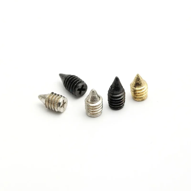Carbon steel nickel-plated cross-tip setting screw brass machine rice screw leather case black headless tip stop screw