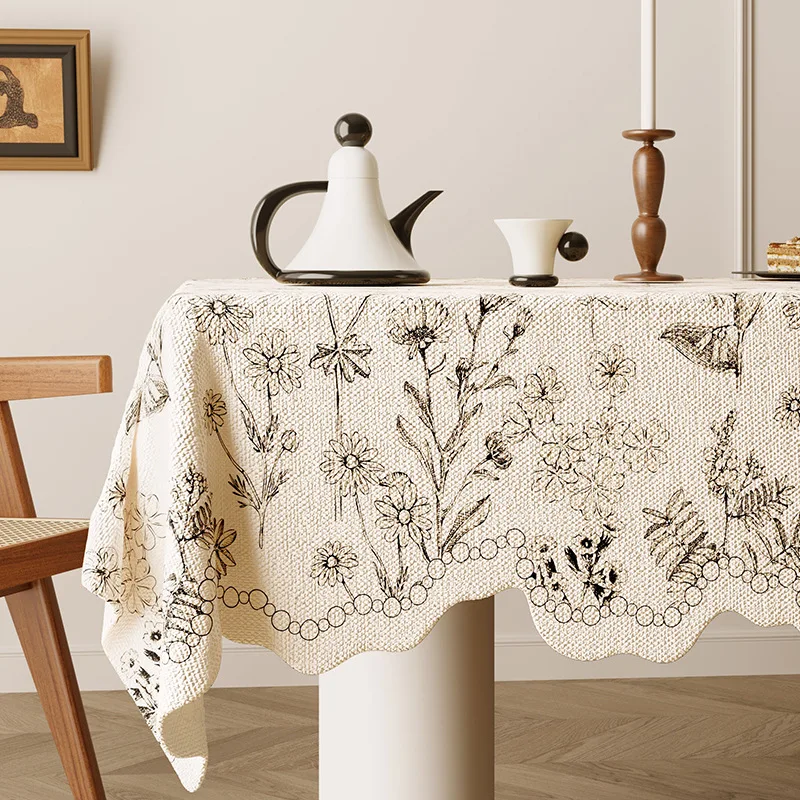 1PC Oil Painting Style Tablecloth American Retro Romantic Waterproof Coffee Table Cloth Pastoral Style High-end Jacquard