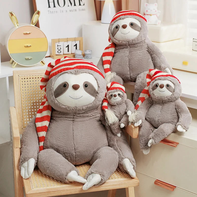 22-80cm Cute Sloth Plush Toys Soft Animal Stuffed Plush sloth With Hat DollsToy Birthday Xmas Gift toy