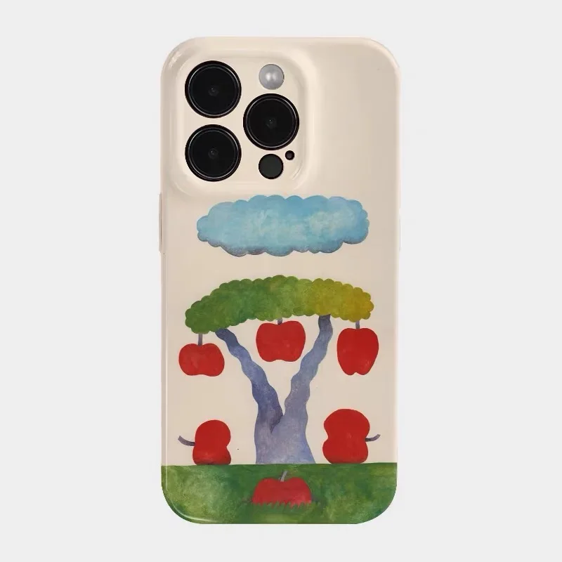 

Ins Korean Slow Tree Red Apple Phone Case for IPHONE 17Air 16E 15 PROMAX 14 Plus 13 12 MINI 11 PRO 16Plus XR Acrylic Phone Cover