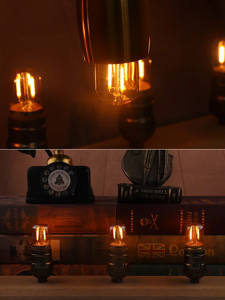 Ampoule Tube LED AC 220V E27 T28 1W, Vintage rétro, Filament COB 2200K, coque en verre blanc chaud, remplacement des lampes à incandescence