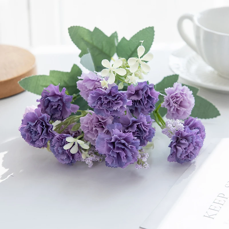 Künstliche Blumen Rose Nelke Festlicher Kranz Zubehör für Außenbereich Garten Zuhause Büro Vase Braut Hochzeitsdekoration DIY Geschenk Requisiten – Detail 23