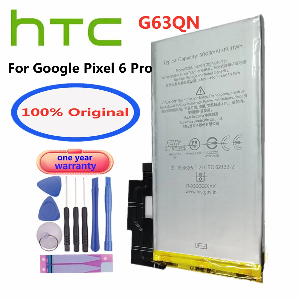 

100% Original G63QN Battery For HTC Google Pixel 6 Pro Pixel 6Pro 5003mAh Cell Phone Replacement Battery Batteries Bateria