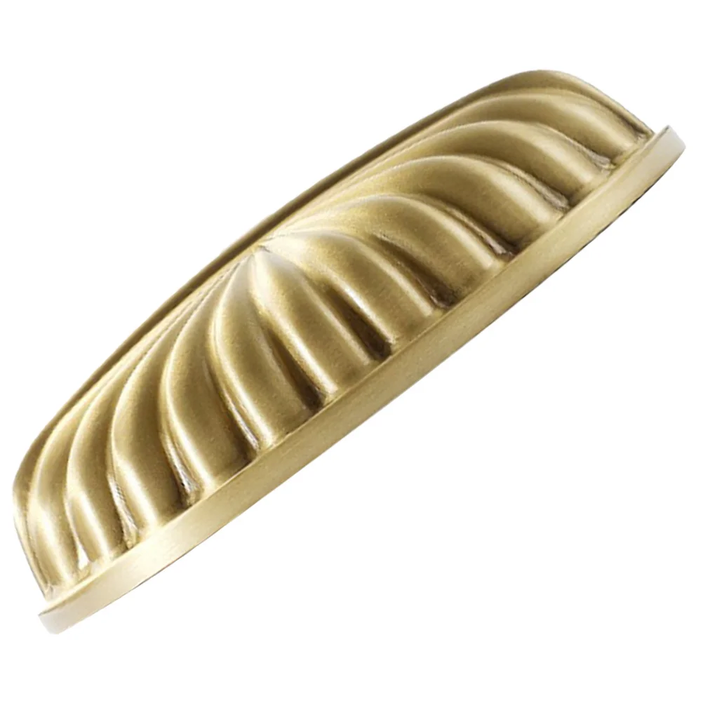 

Durable Brass Cabinet Handle Shell Shape 76Mm Hole Spacing Easy Install Comfortable Grip Metal Drawer Pull Furniture Accessory