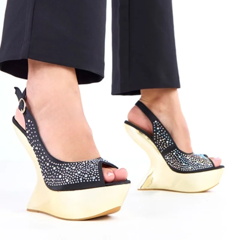 Strange Style Shiny Crystal Peep Toe Pumps Sexy Round Toe Shingback Buckle Straps Customized New Arrivals Fashion Women Shoes