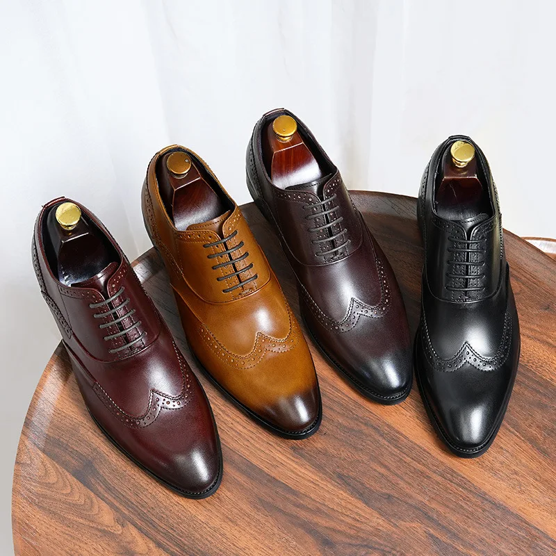 

Итальянские мужские броги, модельные туфли из натуральной кожи, новинка осени 2024, удобные свадебные туфли ручной работы в стиле ретро, социальная обувь для мужчин