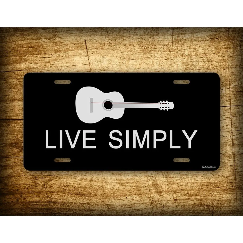Personalized Minimalist Guitar License Plate - Customizable 