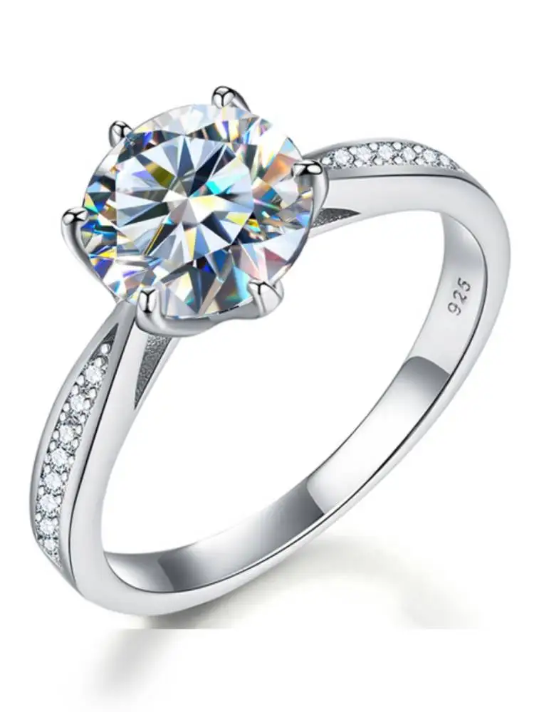 Luxuriöse 925 Sterling Silber Echte 0,5-1 Karat Moissanit Diamantringe für Damen Hochzeit Verlobung Original Edelstein Feiner Schmuck – Detail 6