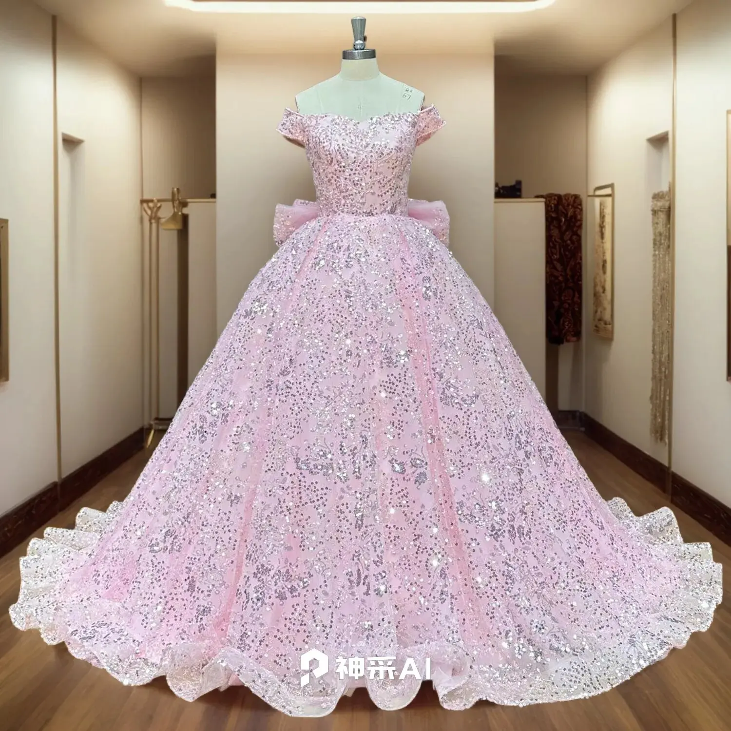 

Прокат Lnyer All Over Блестящие бусины с жемчугом и блестками Блестящие великолепные розовые платья Quinceanera могут быть обработ любой цвет