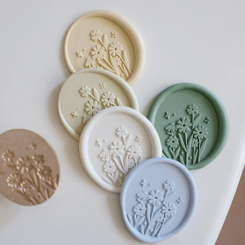 New 3D Brass Wax Seal Stamp Head Chamomile Ellipse Embossed Seal Toy DIY Personalized Scrapbook Wedding Invitation Sealing