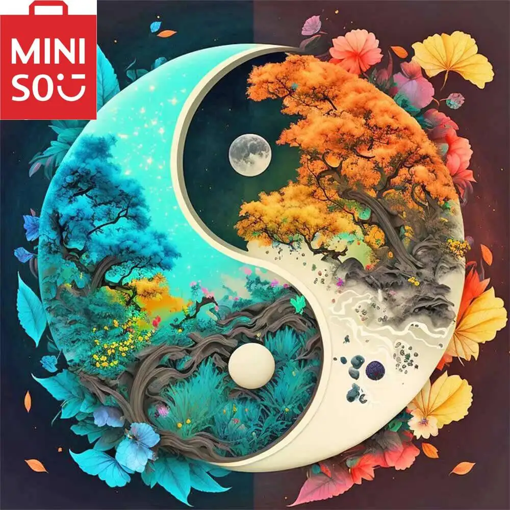 

MINISO Oil Painting By Number Tree Landscape Tai Chi Novel Home Decoration Painting Wall Bedroom Room Decor Gift Frameelss