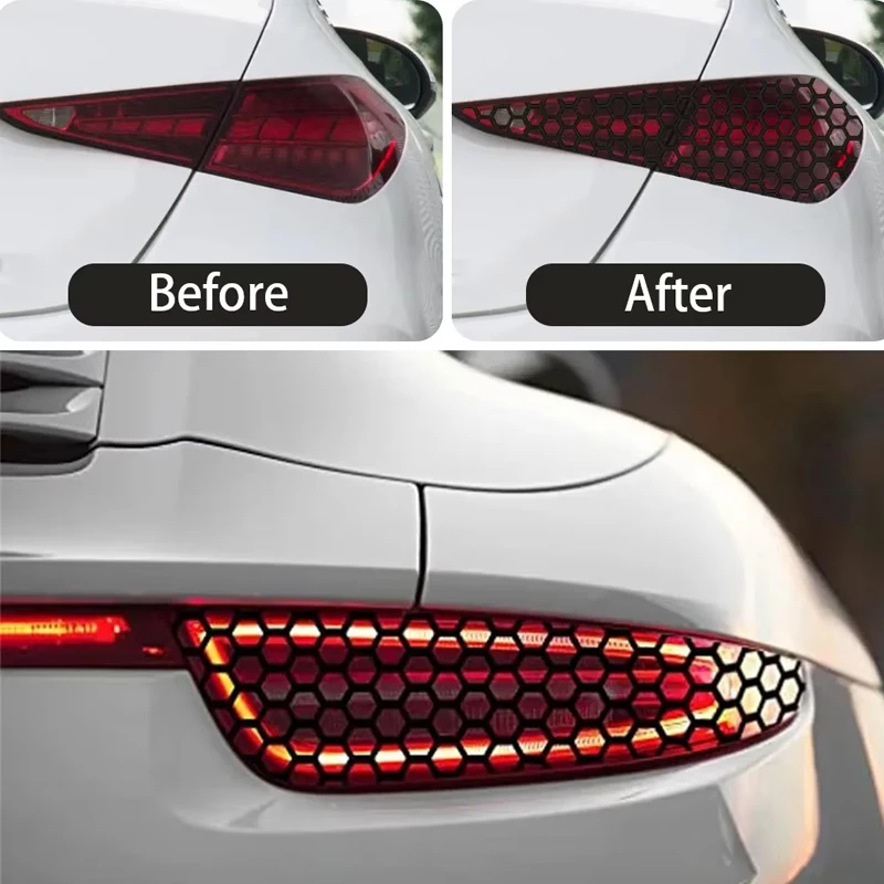 Fashion Car Rear Tail Light Honeycomb Stickers DIY Practical Honeycomb Car Sticker Decorative For All Car Models Car Accessories