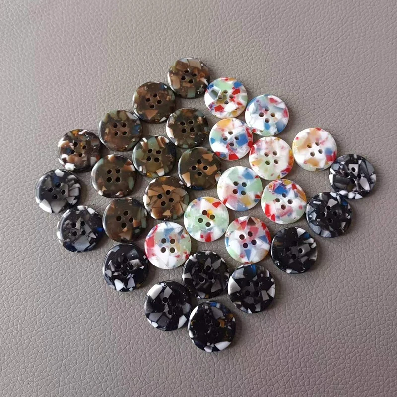 10Pcs Floral Pattern Resin Button 4 Holes Coat Sewing Clothes Round Buttons Garment Decoration Plastic Flatback Scrapbook Button