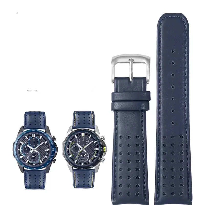 Blue color Genuine Leather Watchband Strap Men's Watchband For Citizen AT8020-54L/JY8078 with buckle Men's waterproof bracelet