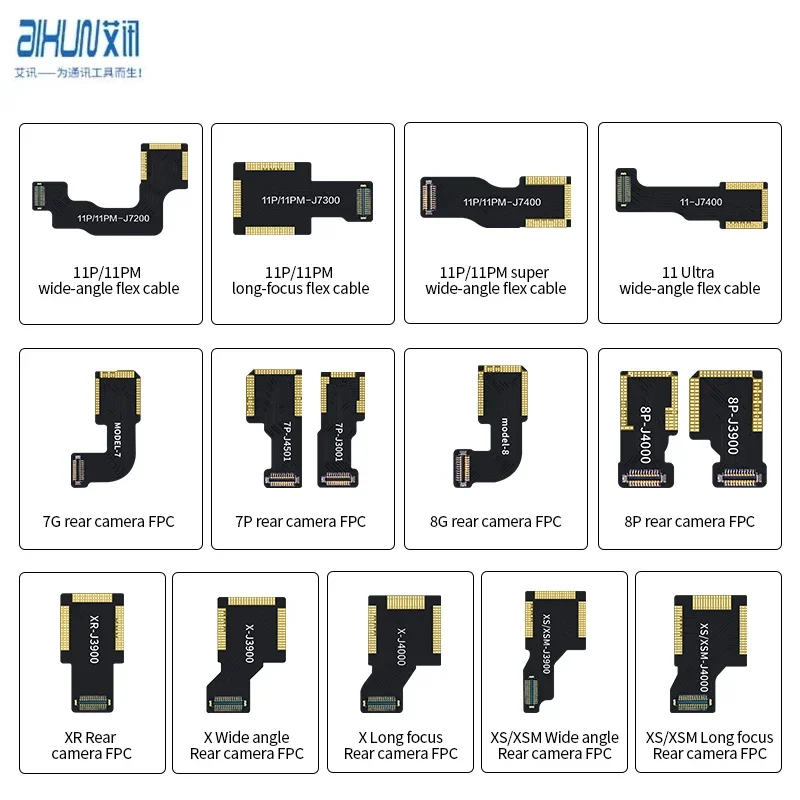 JCID Rear Camera FPC For For iPhone X/MAX-11/12 Pro Max Back Camera Wide Angle/Long Foucs Replacement Empty Flex Cable Repair