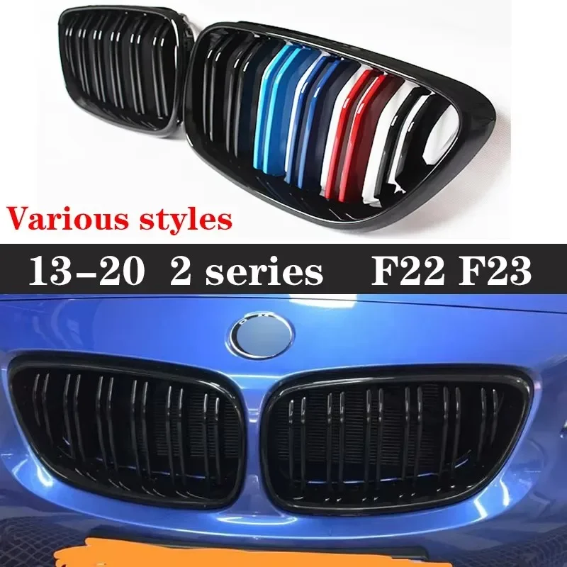 

For BMW 2 Series M2 F87 F22 F23 2013 - 2021 Kidney Grille Glossy Black ABS M Style Color Plastic Front Bumper Auto Decor Grill