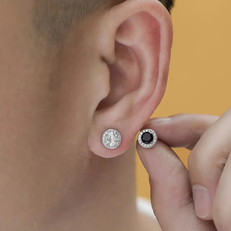 

Модные серьги-иглы из стерлингового серебра 925 пробы для мужчин, ювелирные изделия, очаровательные черные серьги с кристаллами, мужские аксессуары для пирсинга