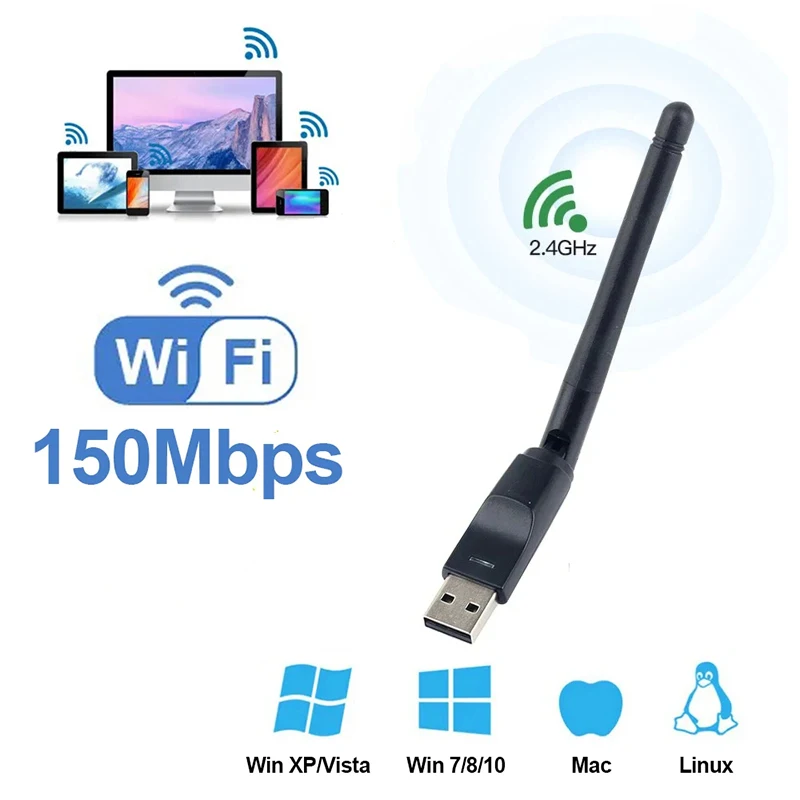 Mini USB WiFi Adapter 150Mbps 2.4GHz Wireless Network Card RTL8188 Network Card Wireless Wi-Fi Receiver for PC Laptops Desktop