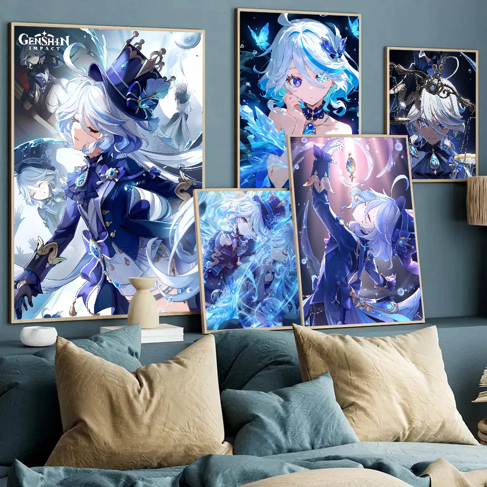 

Постер бумажный Genshin Impact Furina с принтом для дома, гостиной, спальни, входа в бар, кафе, художественное украшение