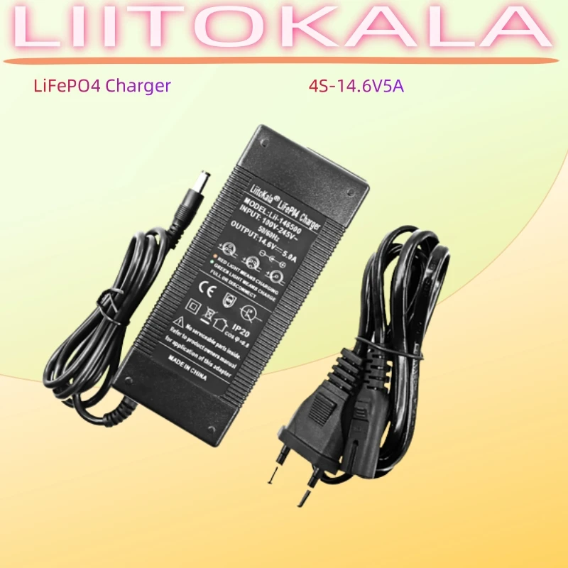 LiitoKala 4S 14.6V 3A/5A Caricabatteria LiFePO4 12V/14.4V LiFePO4 Caricabatteria Ingresso 100-240V Sicurezza Stabile