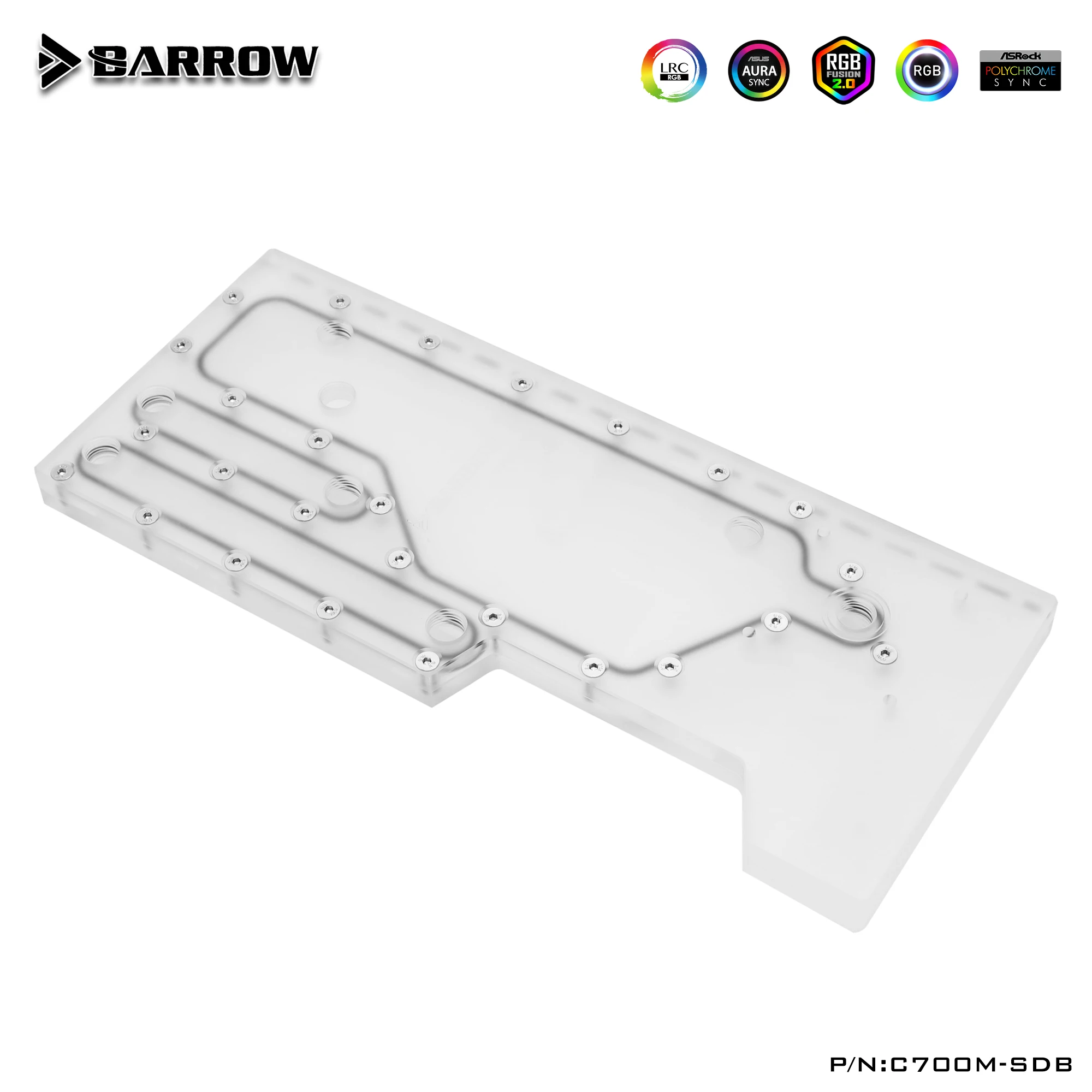 Barrow RGB Liquid Water Cooling Waterway Distro Plate Reservoir for Cooler Master C700M Chassis C700M-SDB