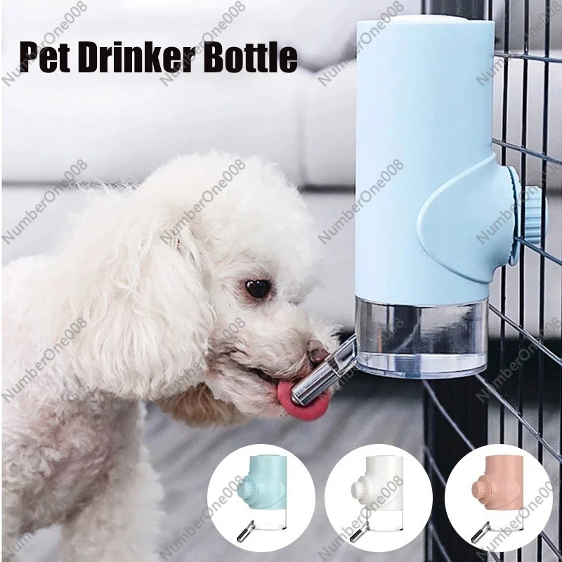 Pet Drinker Water Bottle Plastic Dog Cat Automatic Dispenser Fountain Head Ball Non-wet Mouth Feeder Hanging