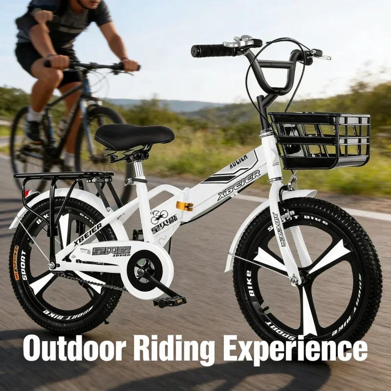 

White Foldable Children's Bicycle Integrated Wheel V-brake 16/18/20 Inch Suitable for 4-12 Years Old Cross-border Kids Bike