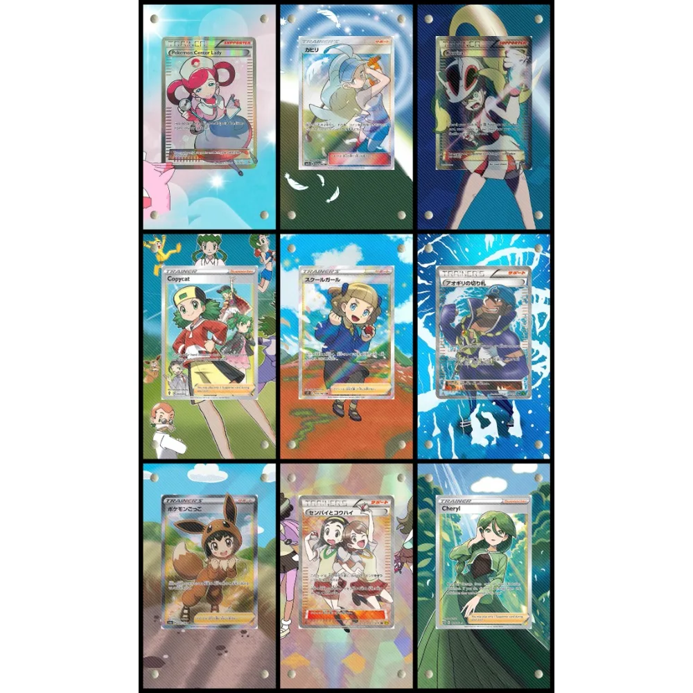 

Pokemon PTCG Collection Acrylic Painting Extended Card Brick Trainer Cheryl Kahili Korrina Copycat School Girl Anime Peripheral