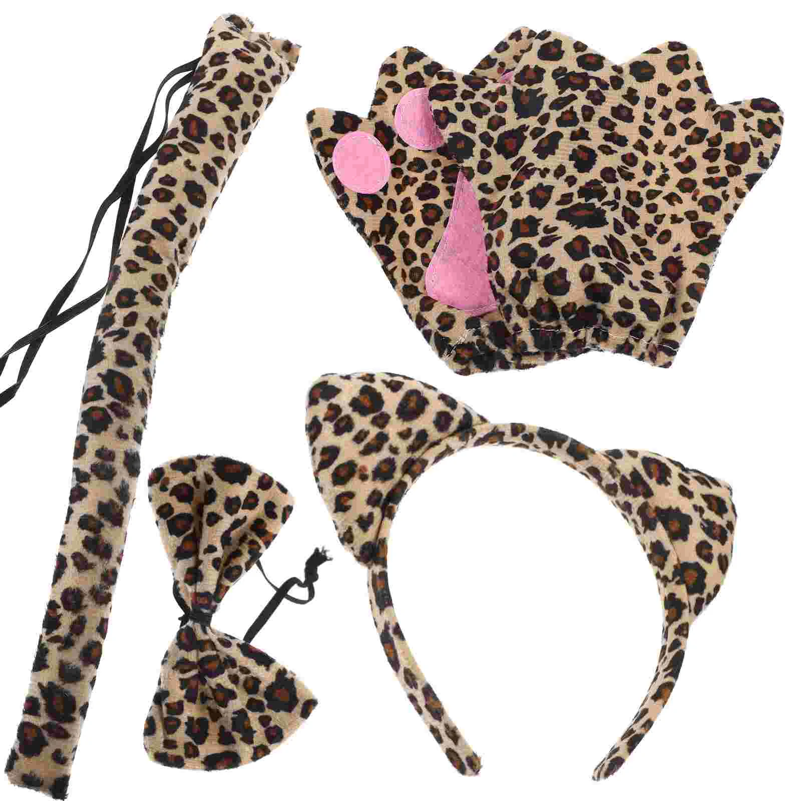 

Leopard Print Headband Set Halloween Prop Cosplay Supplies Tail Ears Headbands Animal Costume