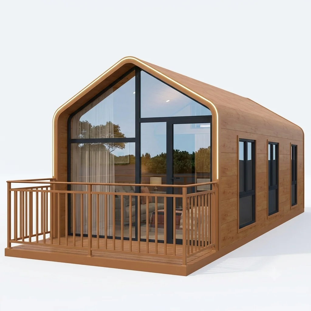 Modern 1 Bedroom Steel Prefab Villa Eco Waterproof Modular Tiny Home Luxury Arch FrameStructure for OutdoorResidential&ResortUse