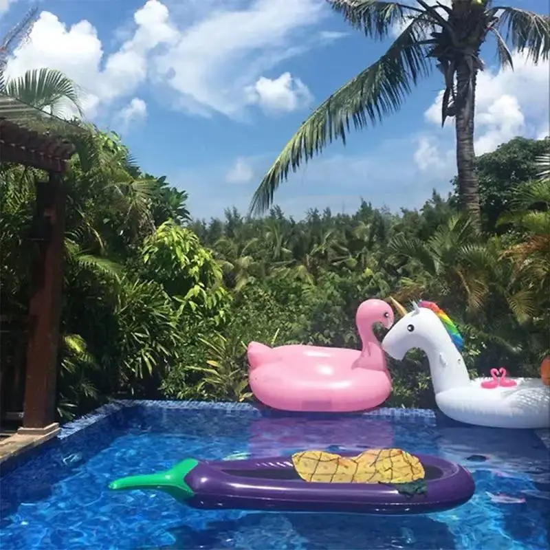 

Cute Inflatable Eggplant Floating Bed Vegetable Water Bedding for Hawaii Beach Party Decorations Swimming Raft Chair INS Hot