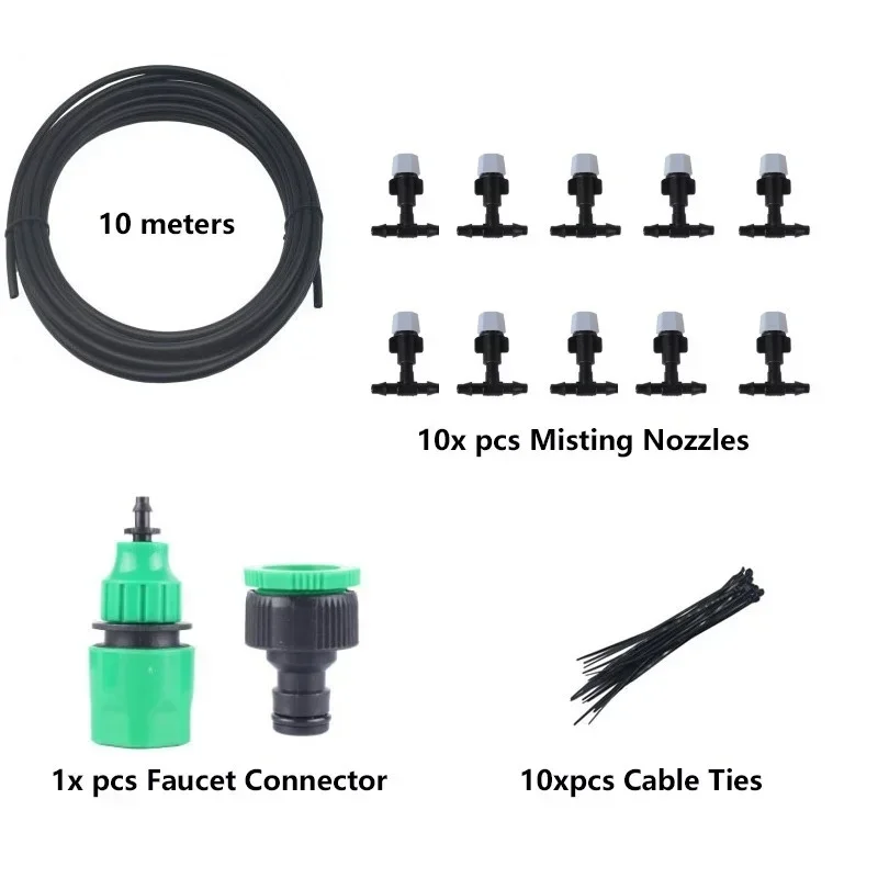 Nieuwe Irrigatie 10 Meter 10 Sprinklers Nozzles Water Sproeier Verneveling Fog Cooling Nozzle Systeem Tuin Agrarische Sproeier Systeem