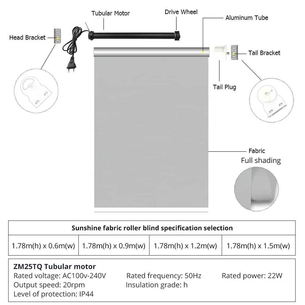 Zemismart Automatic Roller Shutter Tubular Motor with Full Blackout Curtain Fabric Tracket Tuya Alexa Google Home Control