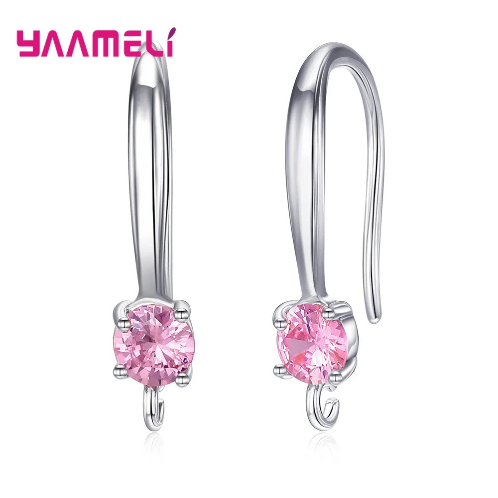 Autentyczne 925 Sterling Silver S925 Hook kolczyki biały różowy niebieski fioletowy Cubic cyrkon akcesoria jubilerskie do uszu ustalenia — zdjęcie 7