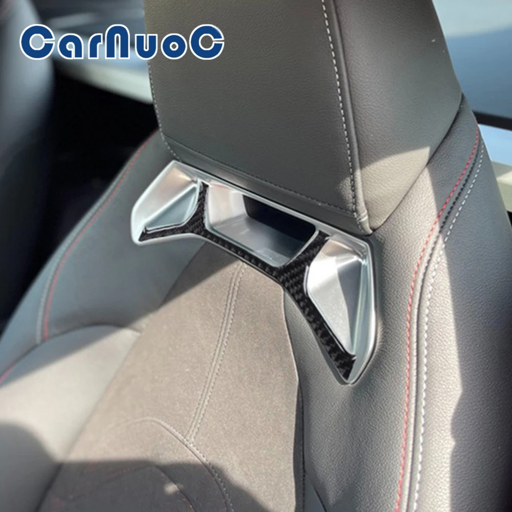 

Car Carbon Fiber Stickers Seat Headrest Decorative Cover Trim For Toyota A90 Supra 2019 2020 2021 2022 Auto Interior Accessories