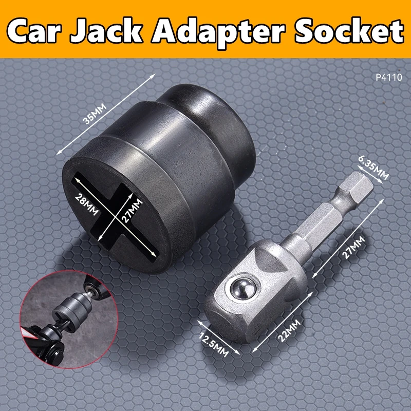 Auto-Wagenheber-Adapter, Buchsen-Konverter für Scheren, Auto-Wagenheber, robuster Werkzeugwechsel-Konverter, rostbeständiger Zubehör-Aufsatz
