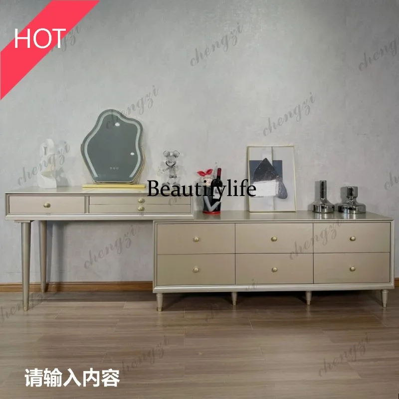 A49 Home Bedroom light luxury dresser chest modern dressing table stool mirror set makeup vanity toiletries tables desks