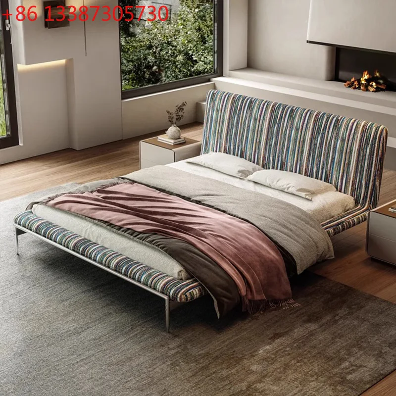

Bauhaus style fabric bed designer original master bedroom soft bag double bed