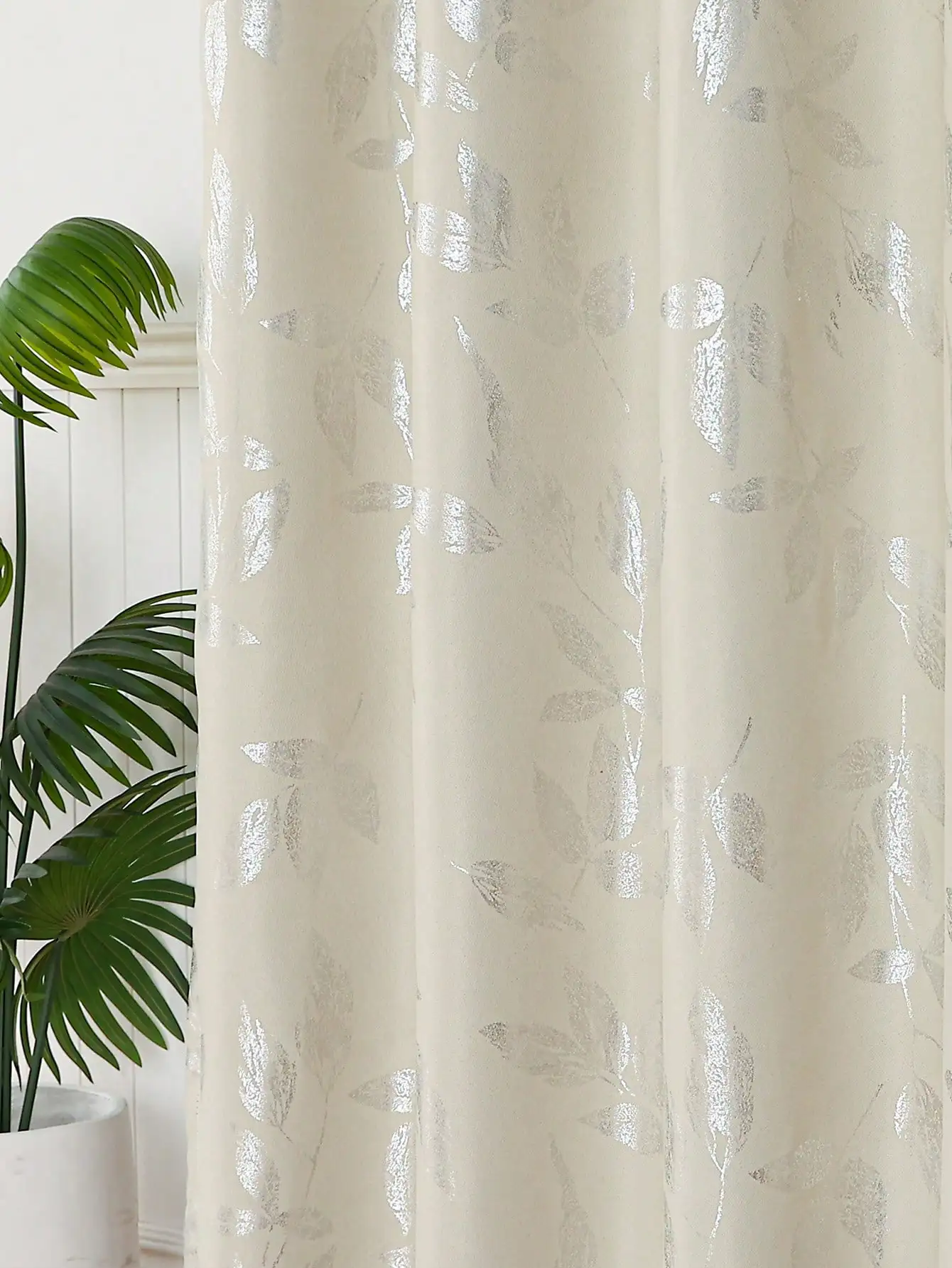 Silver Leaf Pattern Country-style High-end Luxury Bedroom And Living Room Thickened Blackout Grommet Curtains