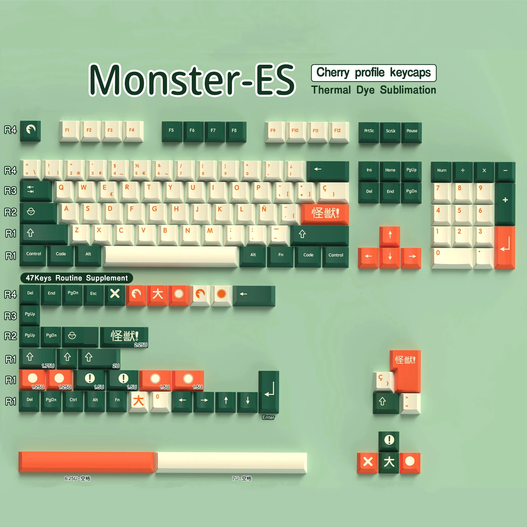 Imagem -03 - Iso Alice Layout Keycaps Teclado 7u Space Bar es Keycaps Teclados Mecânicos Perfil Cereja Sub Dye 136156 Chaves