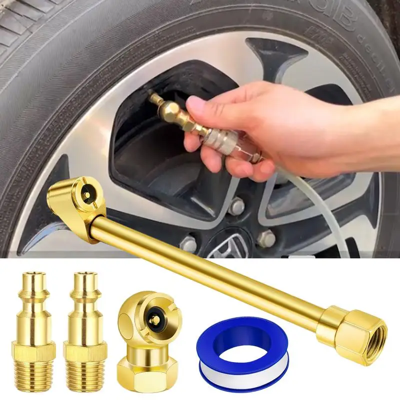 2-Way Connection Tire Air Fill Kit High Strength Air Chuck Set Air Chuck Fittings Leakproof Closed Ball Air Chuck Tire Inflator