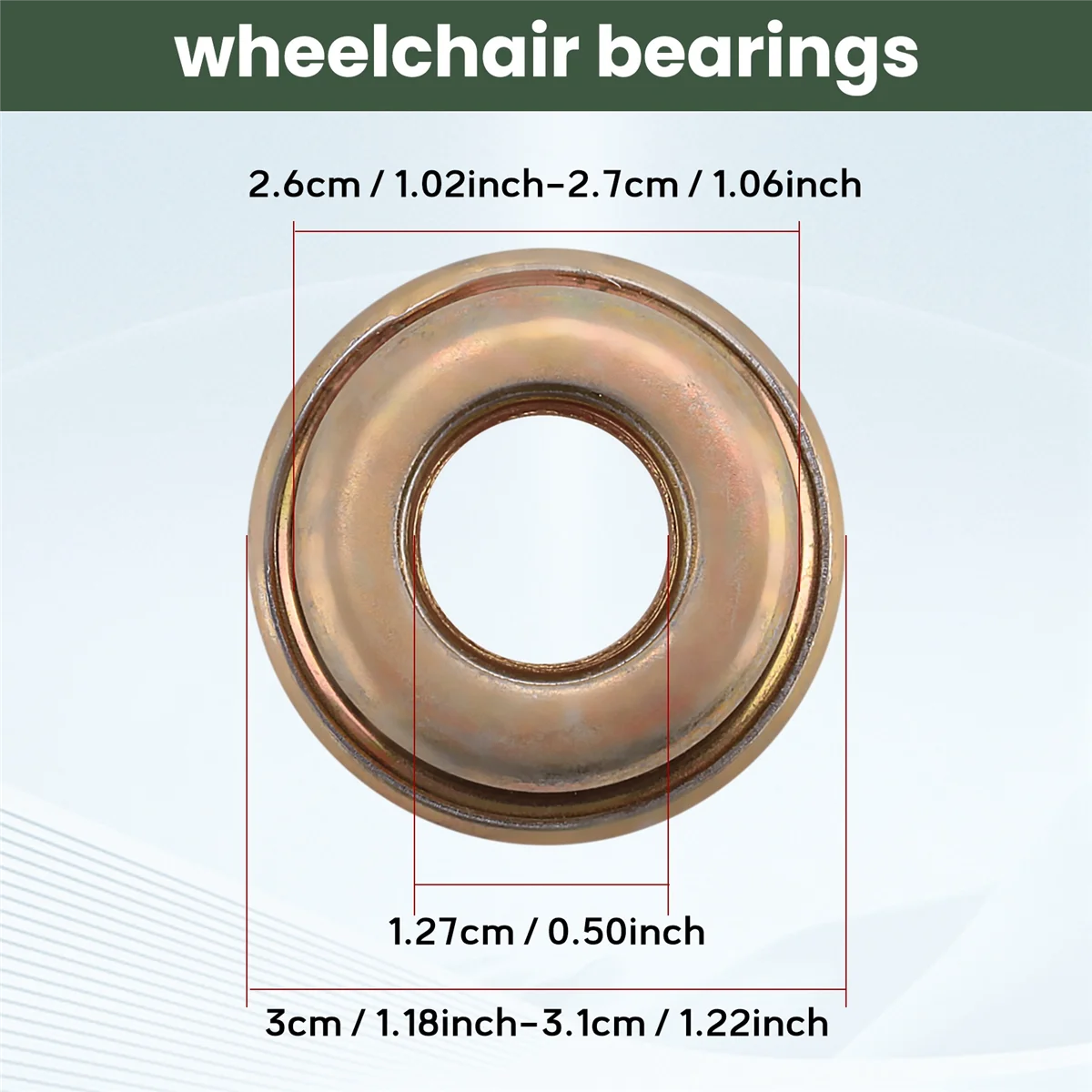 New Diving Fork Bearing Inner Diameter 1/2 Inch 12.7X27X30mm Wheelchair Accessories H009 / H005 Wheelchair Bowl Bearing