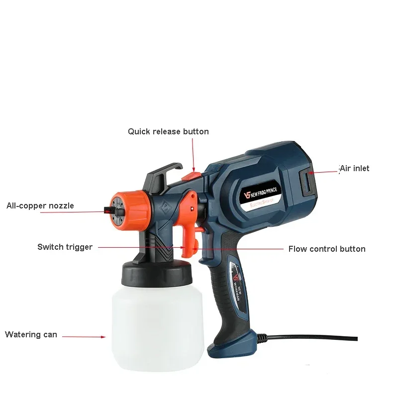 850ML Handheld Spray Gun Paint Sprayer High Power Home Flow Control Electric Latex Paint Spray Gun Easy Spraying 220V