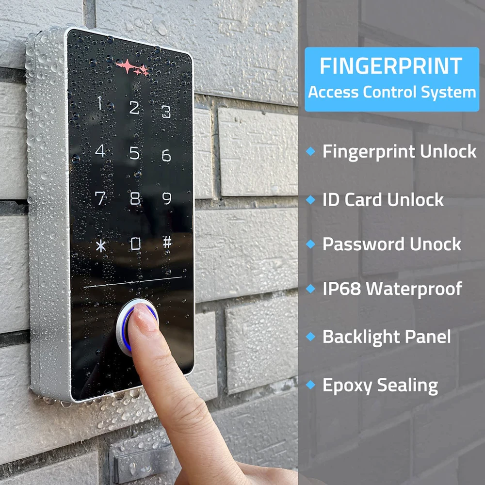 Outdoor Tuya App Wifi Access Control System IP68 Waterproof RFID EM Fingerprint Keypad ID Card Reader Standalone Door Controller