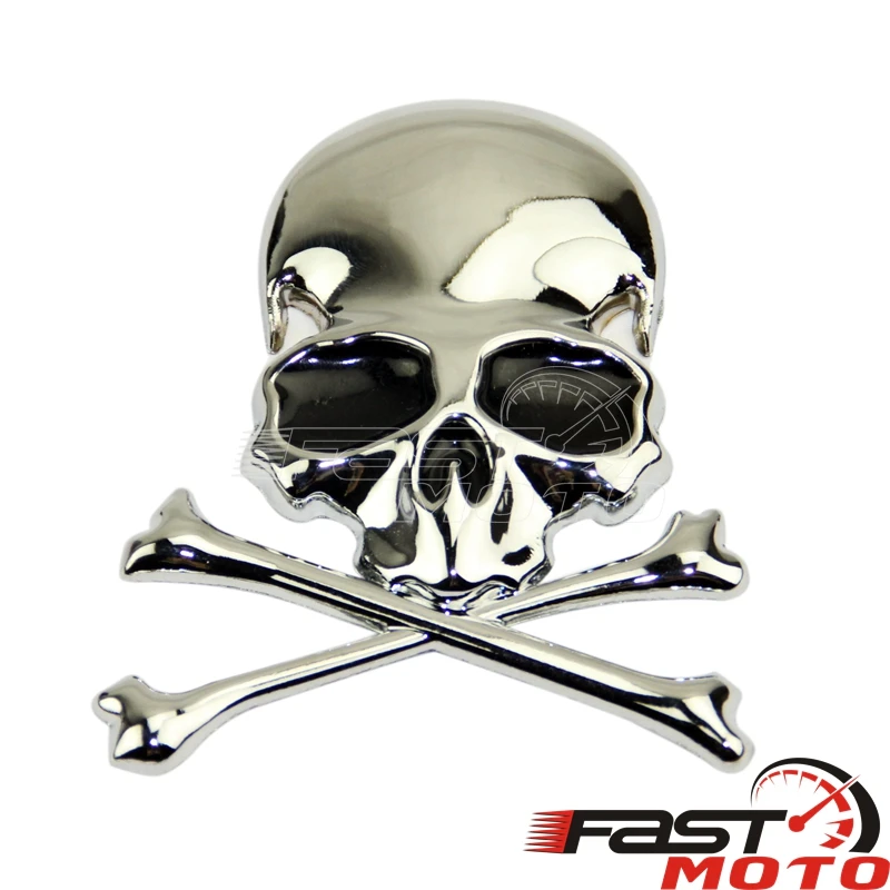 3D Chrome Metal Skull Skeleton Car Trunk Tailgate Emblem Badge Decal Sticker Decoration FOR Honda Yamaha Kawasaki Suzuki Ducati