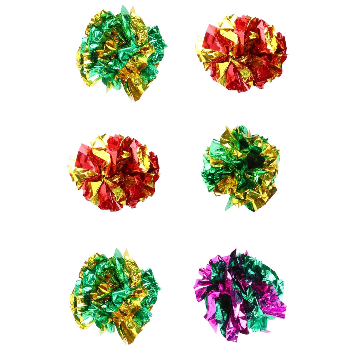 

6pcs Crinkle Cat Funny Interactive Pet Kitten Exercise Balls Bright Metallic Colors Lightweight 1.5 Inch Width For Chasing
