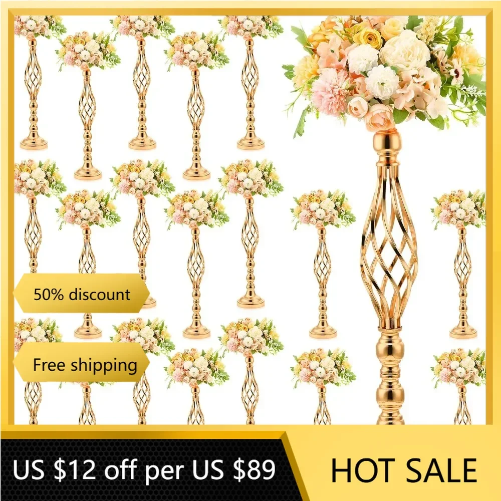 20 Pcs Metal Flower Arrangement Stand Wedding Flower Centerpieces Stand Elegant Metal Flower Vase Candelabra Candle Holde